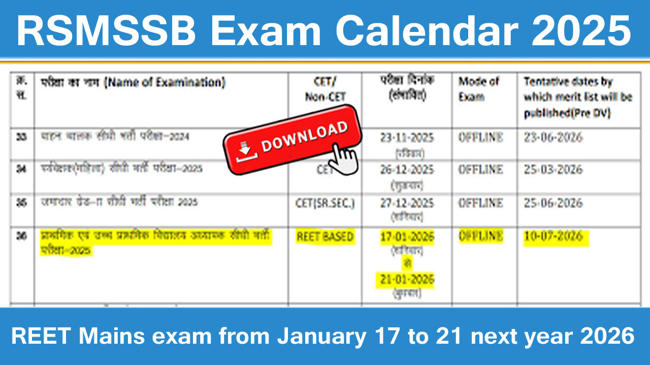 rsmssb exam calendar 2025