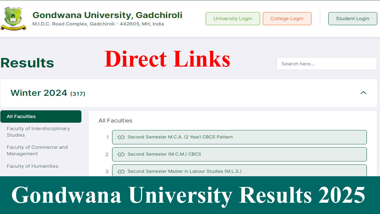 Gondwana University Results 2025 Link (Out) gug.digitaluniversity.ac 2024 UG/PG Winter Results alt=