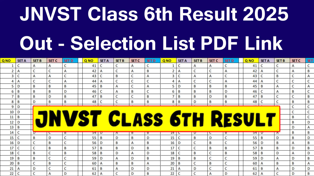 JNVST Class 6th Result 2025, Selection List PDF Link @navodaya.gov.in alt=