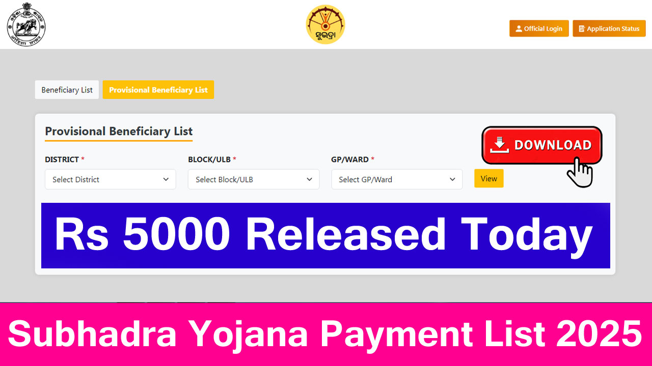 subhadra yojana payment list 2025 odisha pdf download